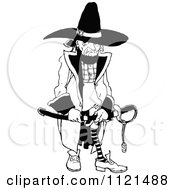 Clipart Of A Retro Vintage Black And White Old Pirate Royalty Free Vector Illustration