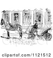 Retro Vintage Black And White Russian Droshky Carriage