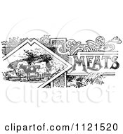 Clipart Of A Retro Vintage Black And White Meats Recipe Book Design Royalty Free Vector Illustration