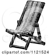 Poster, Art Print Of Retro Vintage Black And White Folding Deck Chair