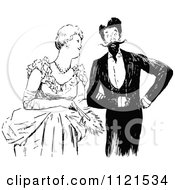 Clipart Of A Retro Vintage Black And White Victorian Couple 1 Royalty Free Vector Illustration