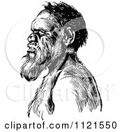 Clipart Of A Retro Vintage Black And White Aboriginal Man In Profile Royalty Free Vector Illustration by Prawny Vintage