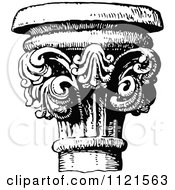 Clipart Of A Retro Vintage Black And White Column Royalty Free Vector Illustration