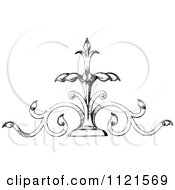 Clipart Of A Retro Vintage Black And White Floral Design Element Royalty Free Vector Illustration