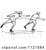 Poster, Art Print Of Retro Vintage Black And White Men Ice Skating