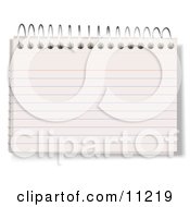 Blank Lined Index Note Card In A Spiral Book