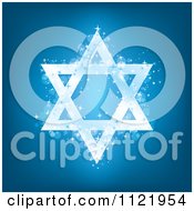 Poster, Art Print Of Sparkly Blue Hanukkah Star Of David
