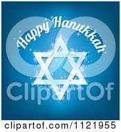 Poster, Art Print Of Happy Hanukkah Text Over A Sparkly Blue Star Of David