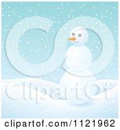 Clipart Of A Three Ball Snowman In The Snow Royalty Free Vector Illustration by Amanda Kate