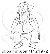 Cartoon Of An Outlined Halloween Vampire Covering His Ears Royalty Free Vector Clipart