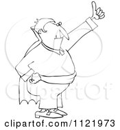 Cartoon Of An Outlined Halloween Vampire Hitch Hiking Royalty Free Vector Clipart
