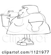 Poster, Art Print Of Outlined Obese Woman Holding A Fountain Soda