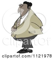 Cartoon Of A Black Businessman Holding His Stomach And Behind Royalty Free Clipart