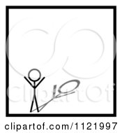 Clipart Of A Stick Man With A Shadow And Black Square Border Royalty Free CGI Illustration