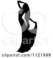 Clipart Of A Graceful Silhouetted Woman Dancing In A Gown Royalty Free Vector Illustration by Pams Clipart