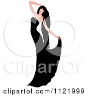 Clipart Of A Graceful Woman Dancing In A Black Gown Royalty Free Vector Illustration by Pams Clipart
