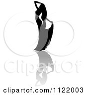 Clipart Of A Graceful Silhouetted Woman Dancing In A Gown With A Reflection Royalty Free Vector Illustration by Pams Clipart