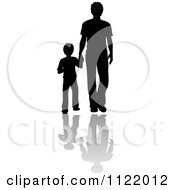 Poster, Art Print Of Clipart Of A  Silhouetted Father And Son Holding Hands With Shadows Royalty Free Vector Illustration