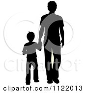 Poster, Art Print Of Silhouetted Father And Son Holding Hands