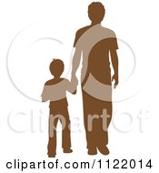 Poster, Art Print Of Brown Silhouetted Father And Son Holding Hands