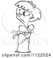 Cartoon Of An Outlined Irritated Princess Royalty Free Vector Clipart