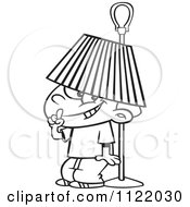 Poster, Art Print Of Outlined Boy Hiding Under A Lamp Shade