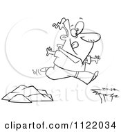 Poster, Art Print Of Outlined Man Jumping To A Greener Side
