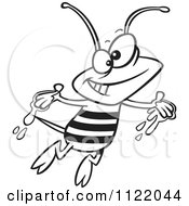 Poster, Art Print Of Outlined Happy Bee With Honey On His Hands
