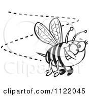 Poster, Art Print Of Black And White Happy Bee Buzzing Around