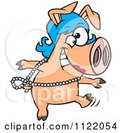 Cartoon Of A Dancing Pig In A Wig Royalty Free Vector Clipart