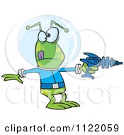 Alien Invader Pointing A Ray Gun