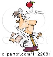 Cartoon Of An Apple Hitting A Doctor In The Head Royalty Free Vector Clipart by toonaday