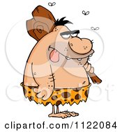 Cartoon Of A Dumb Caveman With Flies And A Club Royalty Free Vector Clipart by Hit Toon