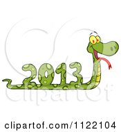 Cartoon Of A Coiled New Year 2013 Snake Royalty Free Vector Clipart by Hit Toon