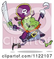 Poster, Art Print Of Running Zombie Pirate Over Purple