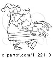 Cartoon Of An Outlined Zombie Santa Royalty Free Vector Clipart