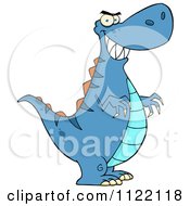 Cartoon Of A Blue Tyrannosaurus Rex Dinosaur Royalty Free Vector Clipart by Hit Toon