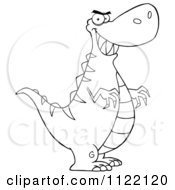 Cartoon Of An Outlined Tyrannosaurus Rex Dinosaur Royalty Free Vector Clipart