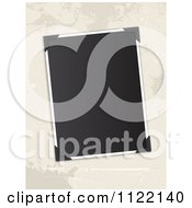 Clipart Of A Blank Photograph With Corner Holders Over Grungy Polka Dots Royalty Free Vector Illustration
