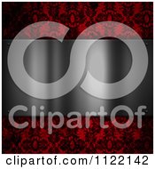 Clipart Of A Metal Plaque Over A Dark Red Floral Pattern Royalty Free CGI Illustration