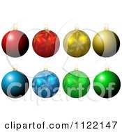 Clipart Of 3d Red Gold Blue And Green Christmas Baubles Royalty Free Vector Illustration