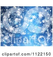 Clipart Of A Blue Snowflake And Sparkle Christmas Background Royalty Free CGI Illustration