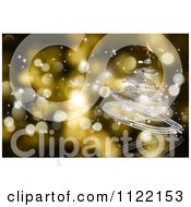 Clipart Of A Gold Sparkly Bokeh Light Christmas Tree Background Royalty Free CGI Illustration