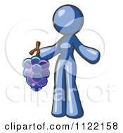 Poster, Art Print Of Blue Woman Vintner Wine Maker Holding Grapes