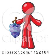 Poster, Art Print Of Red Woman Vintner Wine Maker Holding Grapes