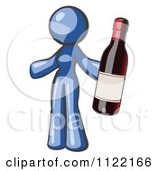Poster, Art Print Of Blue Woman Vintner Holding A Bottle Of Red Wine