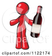 Red Woman Vintner Holding A Bottle Of Red Wine