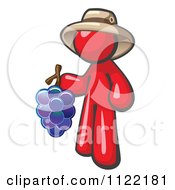 Red Man Vintner Wine Maker Wearing A Hat And Holding Grapes
