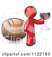 Poster, Art Print Of Red Man Toasting By A Wine Barrel At A Winery