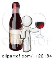 Poster, Art Print Of White Man Wine Tasting By A Giant Bottle